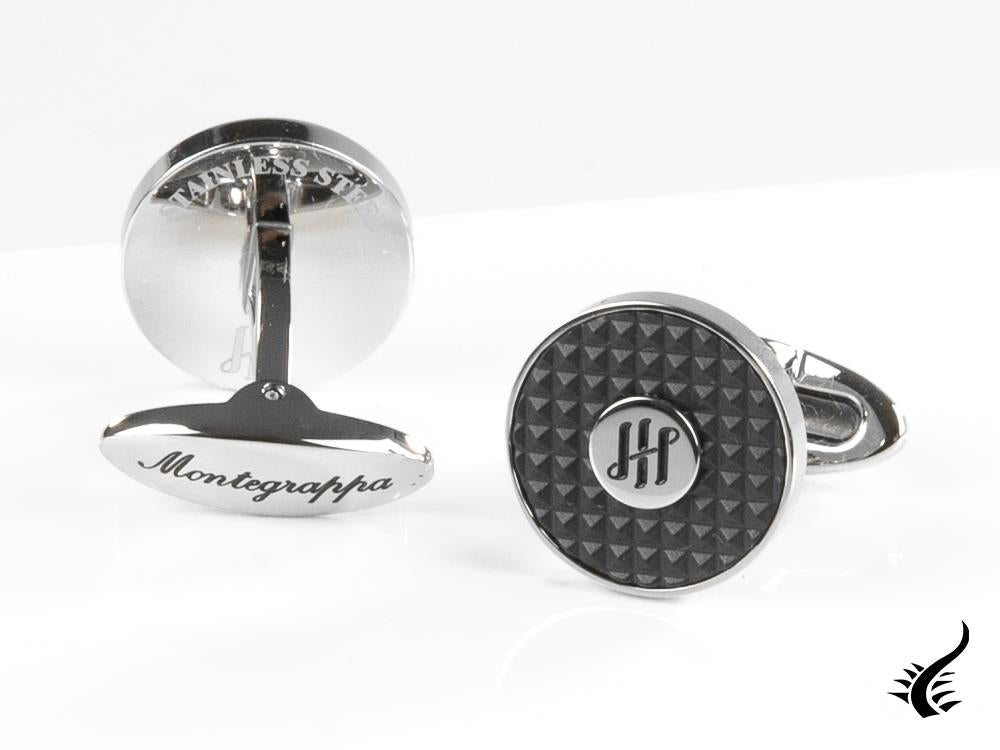 Montegrappa Clou Ambigram Cufflinks, Stainless steel. IP Black, IDA3CLSB