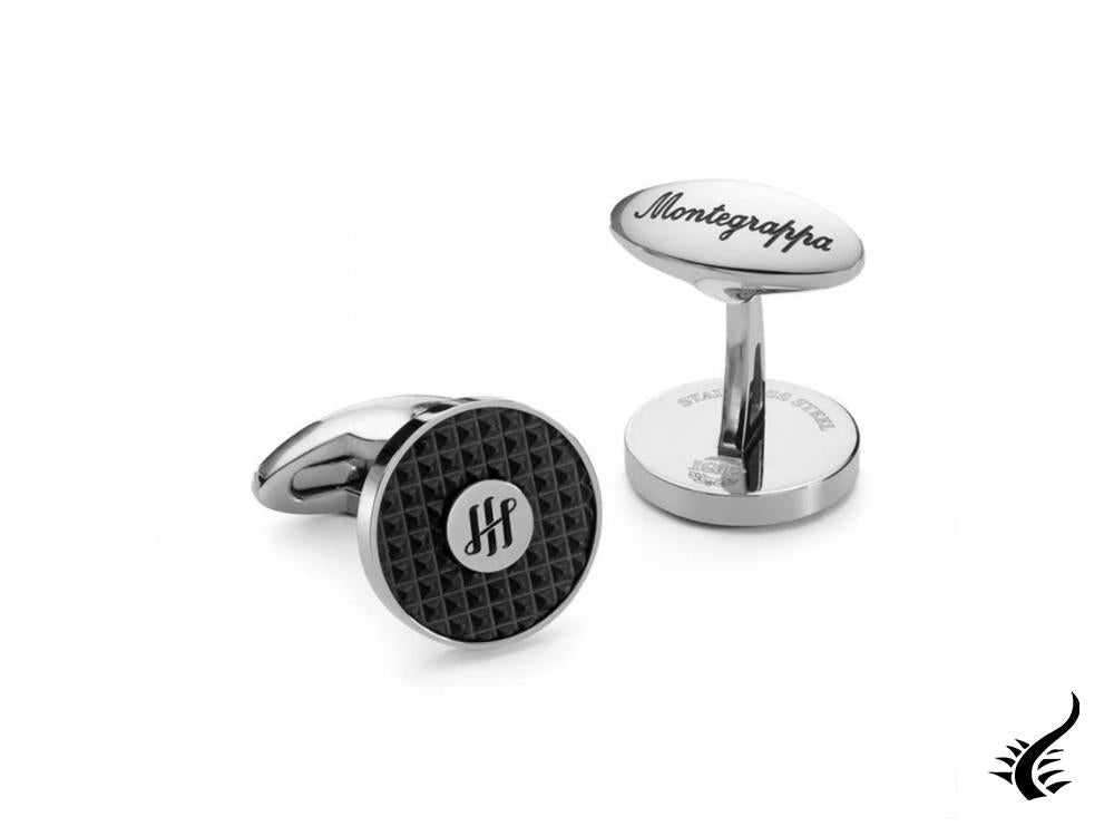 Montegrappa Clou Ambigram Cufflinks, Stainless steel. IP Black, IDA3CLSB