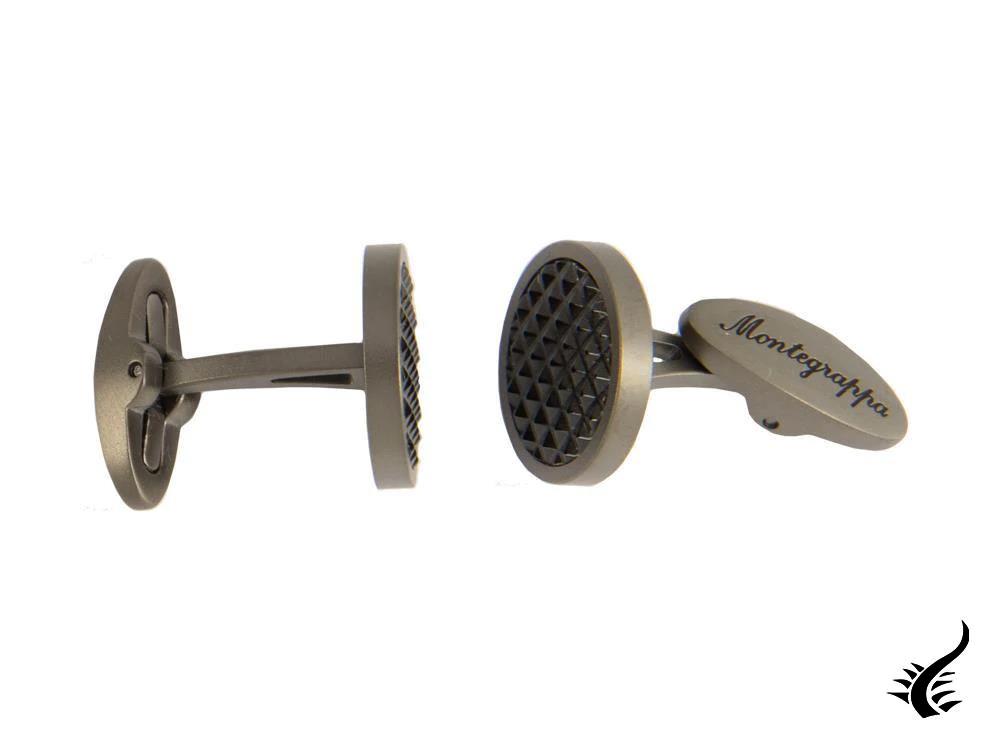 Montegrappa Clou Cufflinks, Stainless steel, IP Gun Metal & IP Black, IDCPCLLB