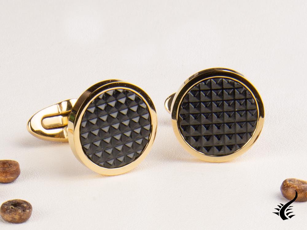 Montegrappa Clou Cufflinks, Stainless steel, IP Yellow Gold & IP Black, IDCPCLYB