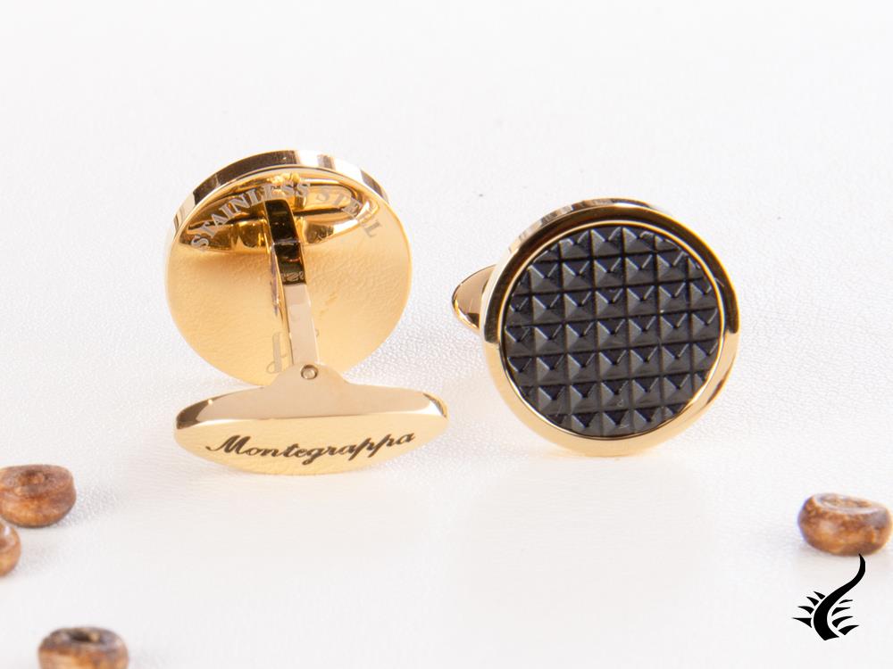 Montegrappa Clou Cufflinks, Stainless steel, IP Yellow Gold & IP Black, IDCPCLYB