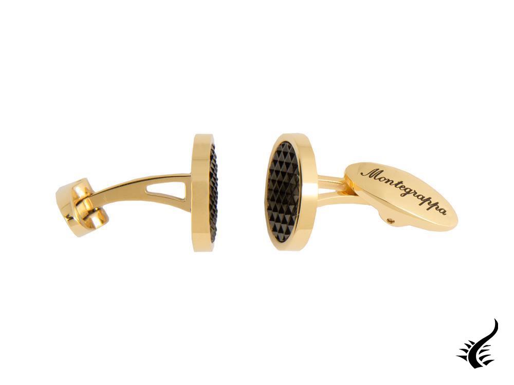 Montegrappa Clou Cufflinks, Stainless steel, IP Yellow Gold & IP Black, IDCPCLYB