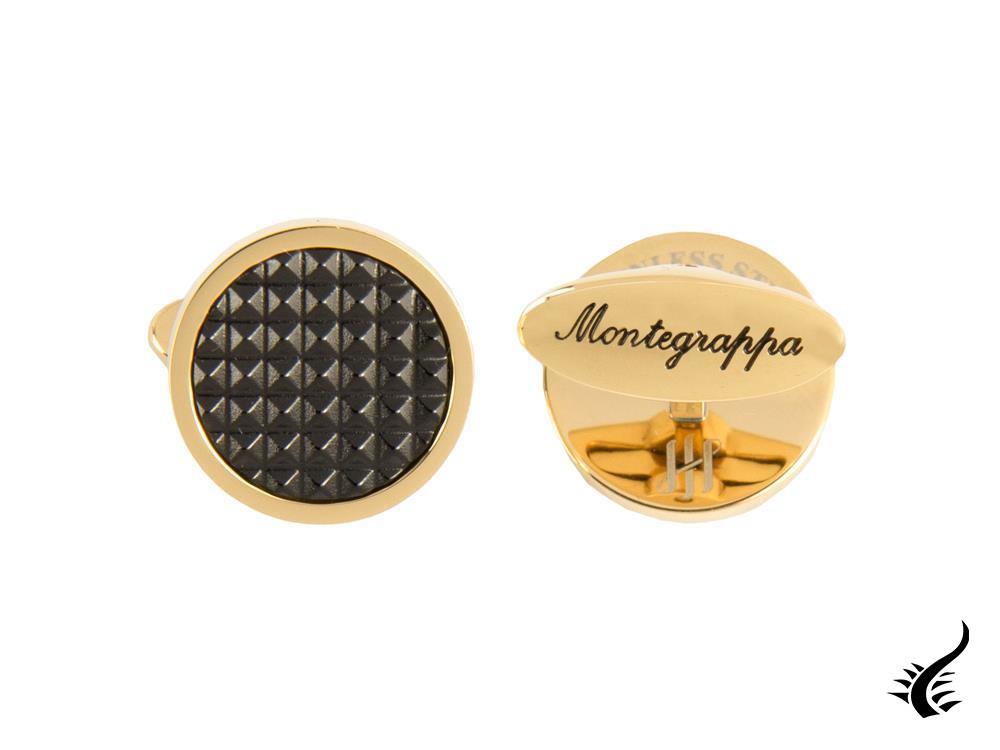 Montegrappa Clou Cufflinks, Stainless steel, IP Yellow Gold & IP Black, IDCPCLYB