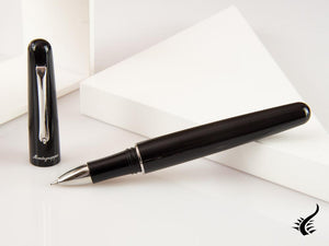 Stylo roller Montegrappa Elmo 01, résine noire, acier inoxydable, ISEORRAC