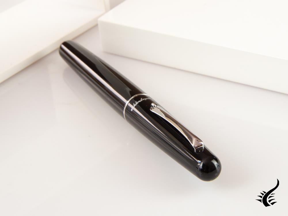 Stylo roller Montegrappa Elmo 01, résine noire, acier inoxydable, ISEORRAC