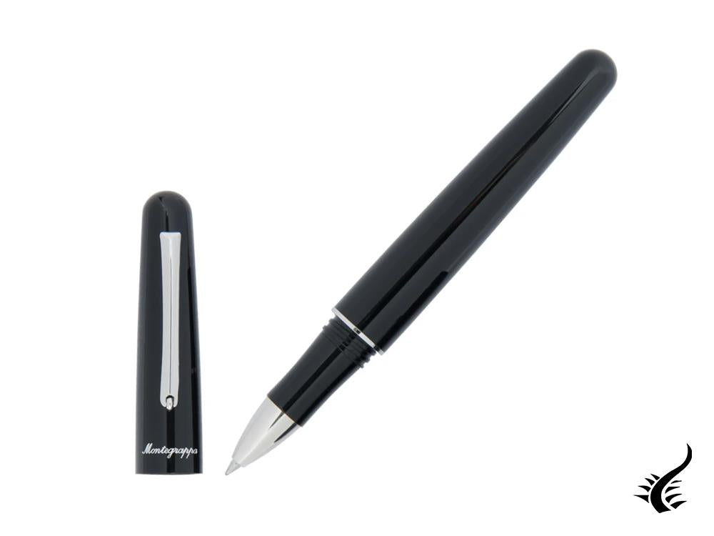 Stylo roller Montegrappa Elmo 01, résine noire, acier inoxydable, ISEORRAC