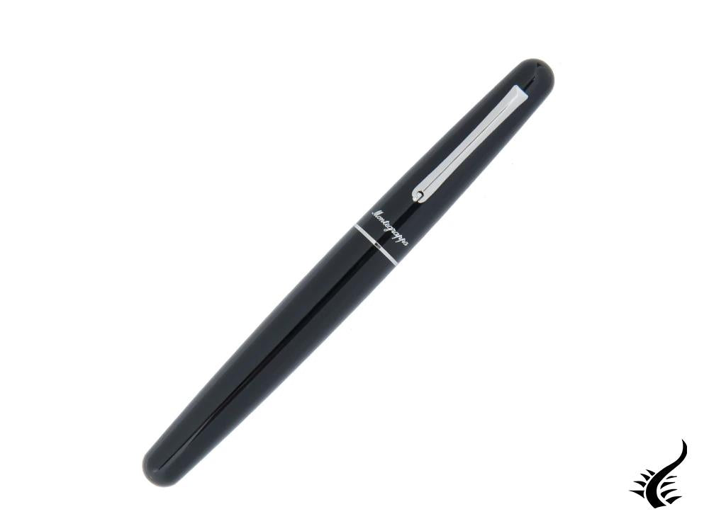 Stylo roller Montegrappa Elmo 01, résine noire, acier inoxydable, ISEORRAC