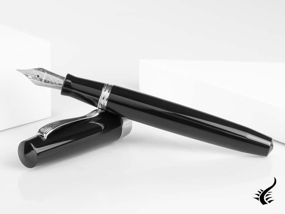 Montegrappa Elmo 02 Jet Black Fountain Pen, Black Resin, ISE2R-AC