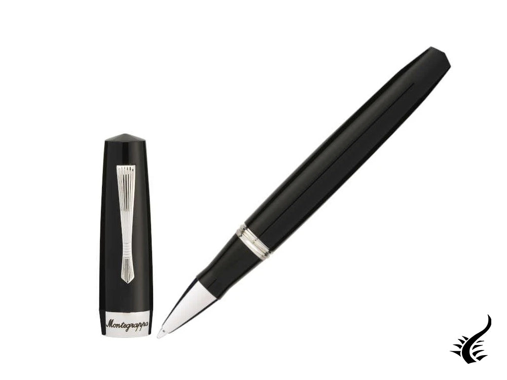 Montegrappa Elmo 02 Jet Black Rollerball pen, Resin, Stainless Steel, ISE2RRAC