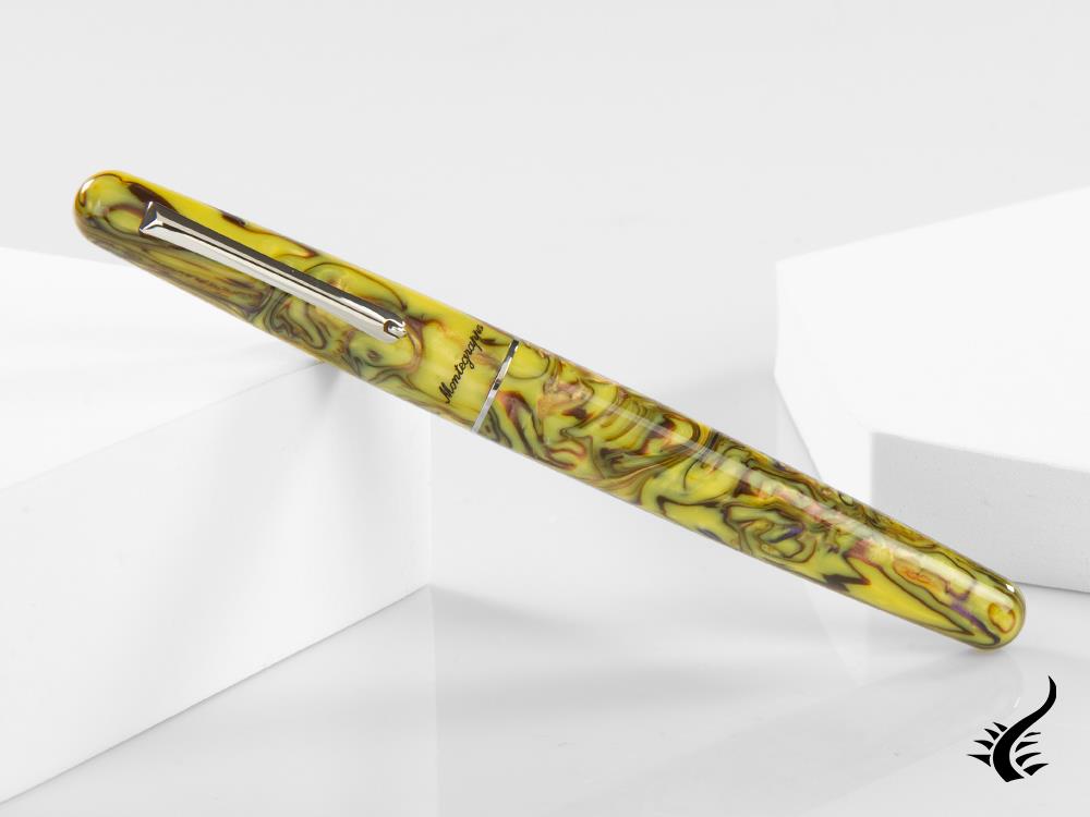 Stylo plume Montegrappa Elmo Fantasy Blooms Iris jaune, ISEOR-AY