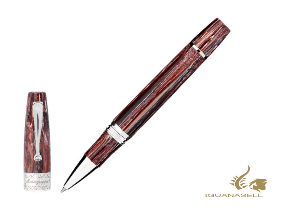 Stylo roller Montegrappa Extra Verses, garniture argentée, édition limitée, ISEVVRAR