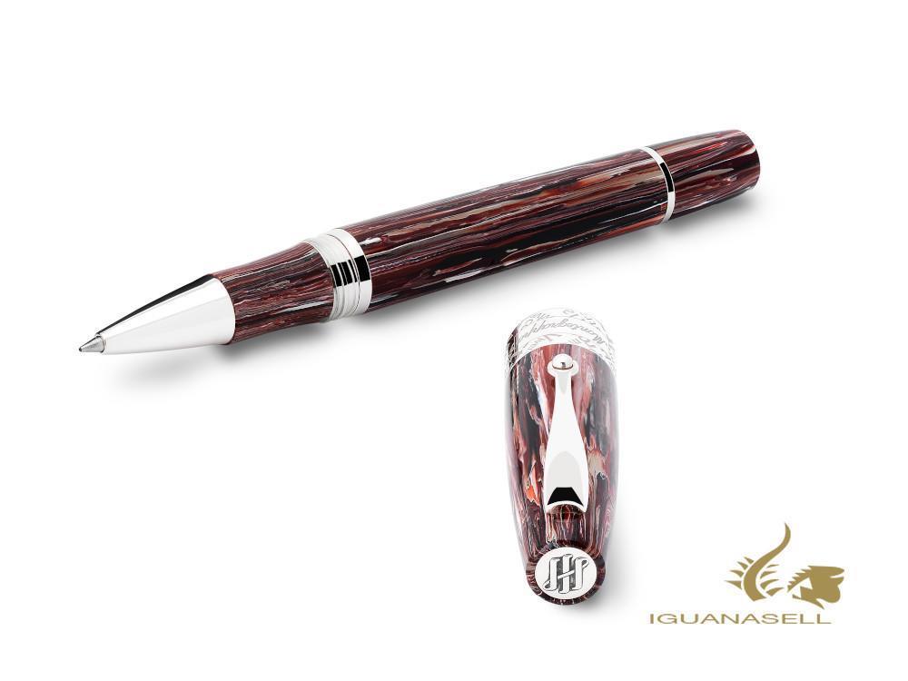 Stylo roller Montegrappa Extra Verses, garniture argentée, édition limitée, ISEVVRAR