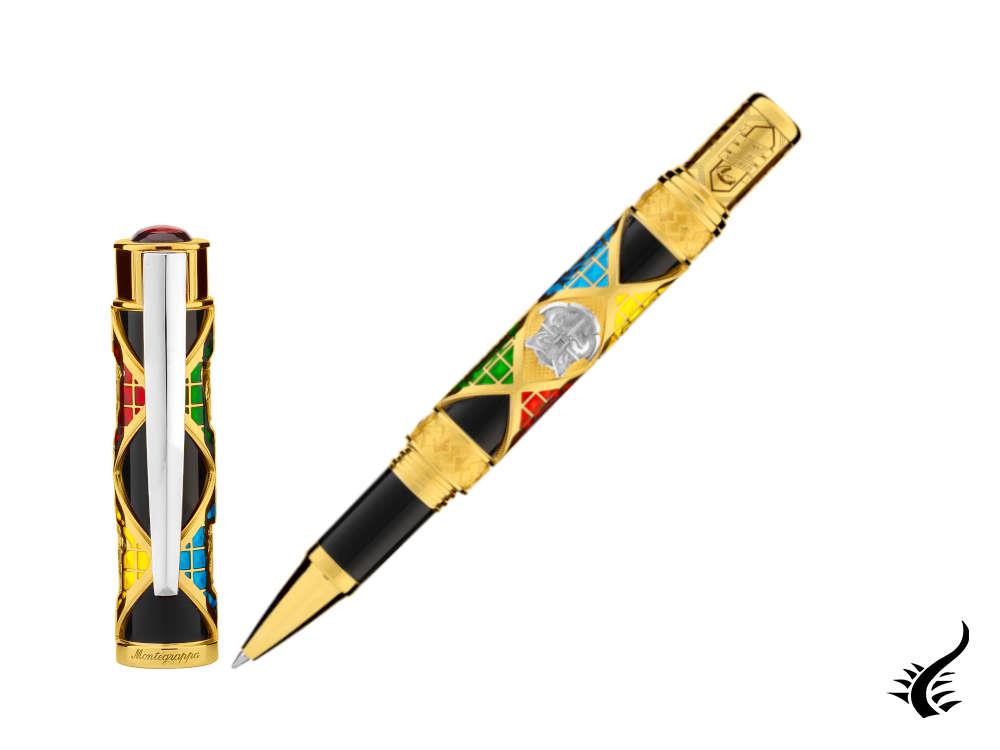 Montegrappa Harry Potter : Stylo roller Poudlard LE, bordure dorée, ISHPLRGH