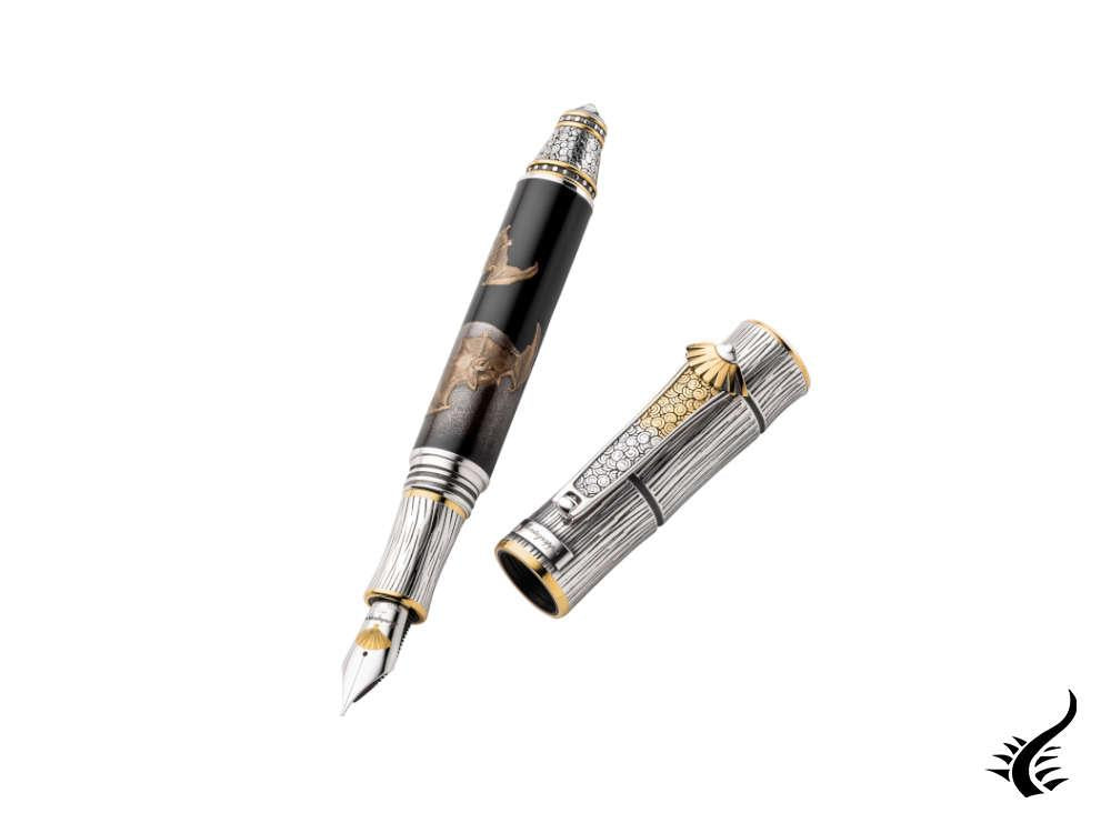 Montegrappa Kitcho Bat Fountain Pen, Silver, Limited Edition, ISKIN-03