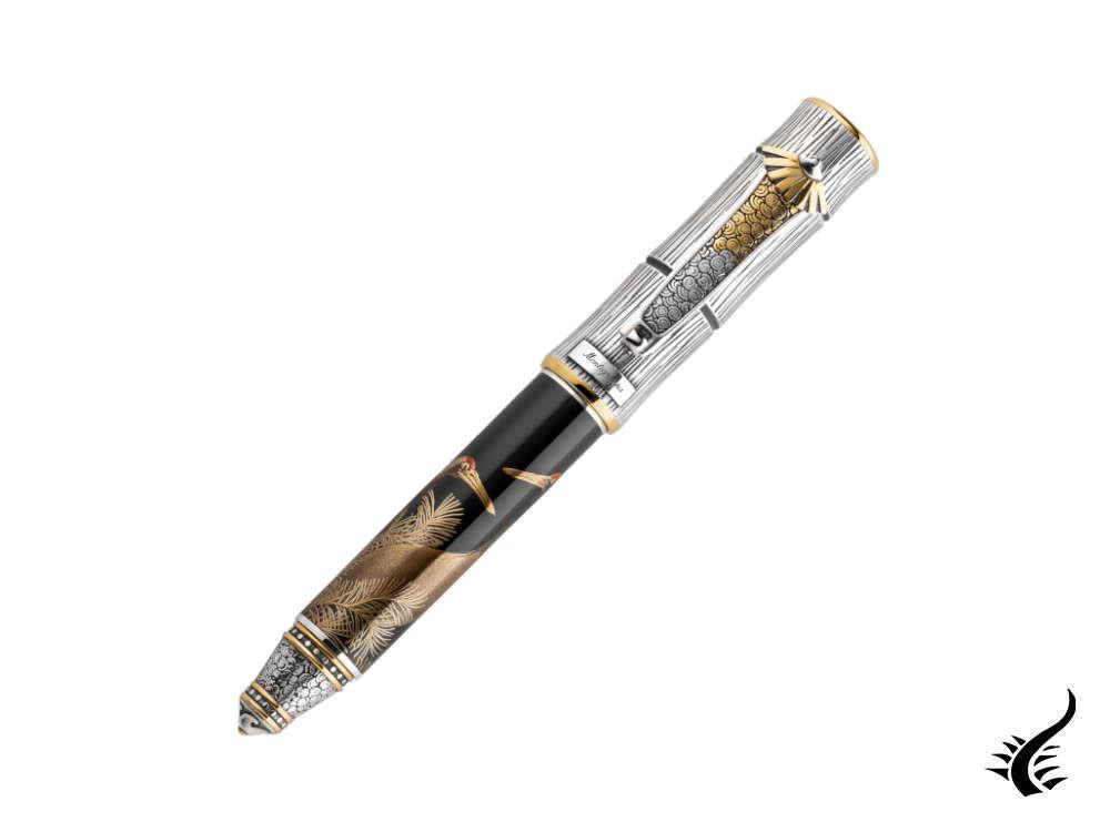 Montegrappa Kitcho Crane Fountain Pen, Silver, Limited Edition, ISKIN-07