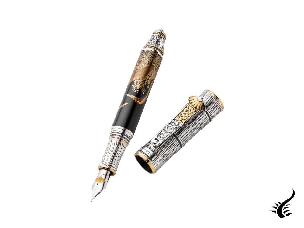 Montegrappa Kitcho Crane Fountain Pen, Silver, Limited Edition, ISKIN-07