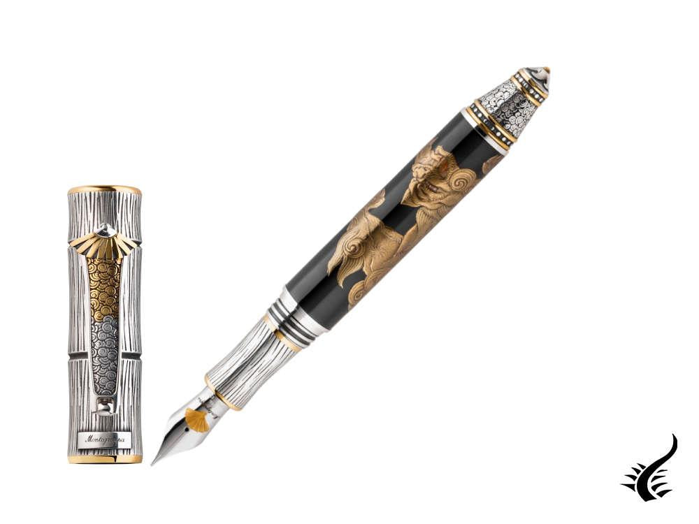 Stylo plume Montegrappa Kitcho Lion, argent, édition limitée, ISKIN-01