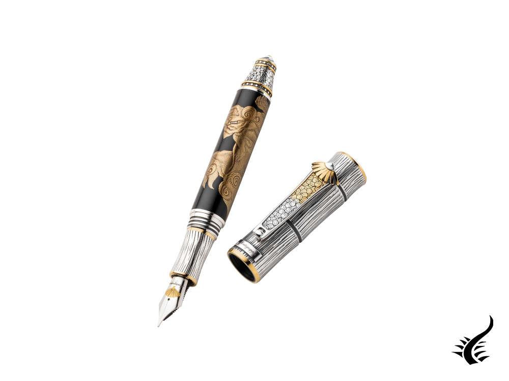 Montegrappa Kitcho Lion Fountain Pen, Silver, Limited Edition, ISKIN-01