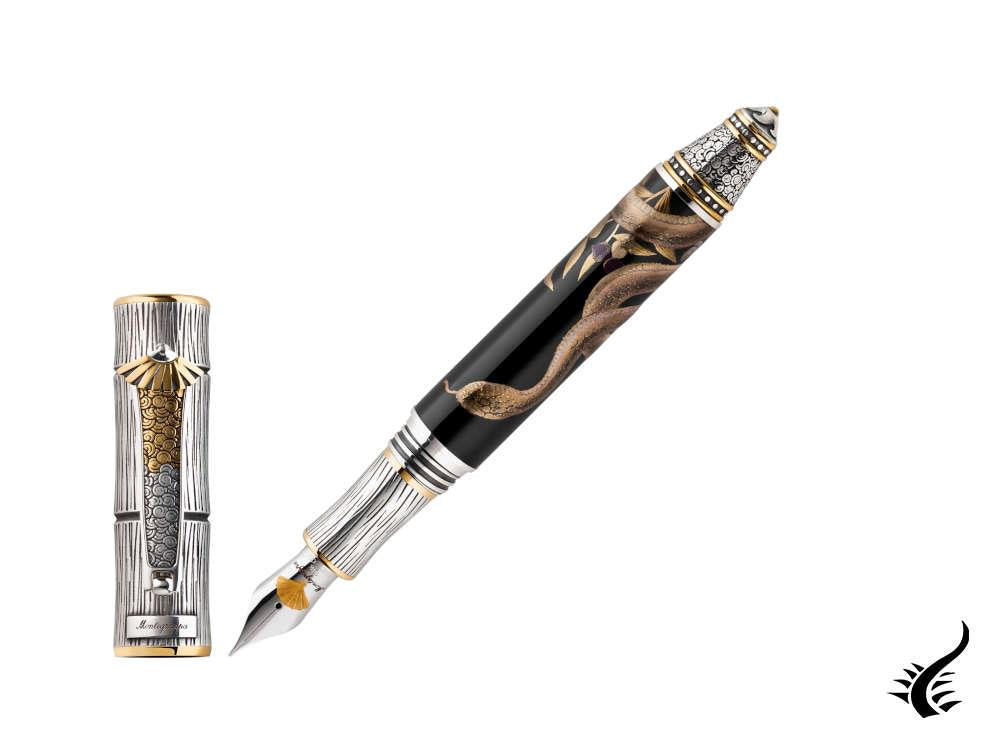 Montegrappa Kitcho Snake Fountain Pen, Silver, Limited Edition, ISKIN-06