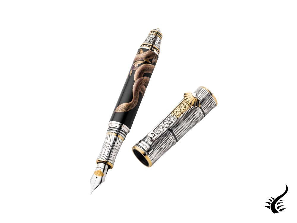 Montegrappa Kitcho Snake Fountain Pen, Silver, Limited Edition, ISKIN-06