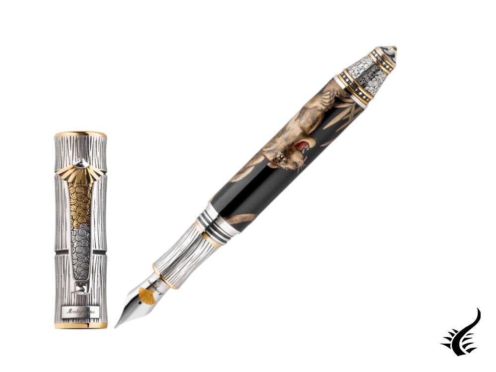 Montegrappa Kitcho Tiger Fountain Pen, Silver, Limited Edition, ISKIN-02