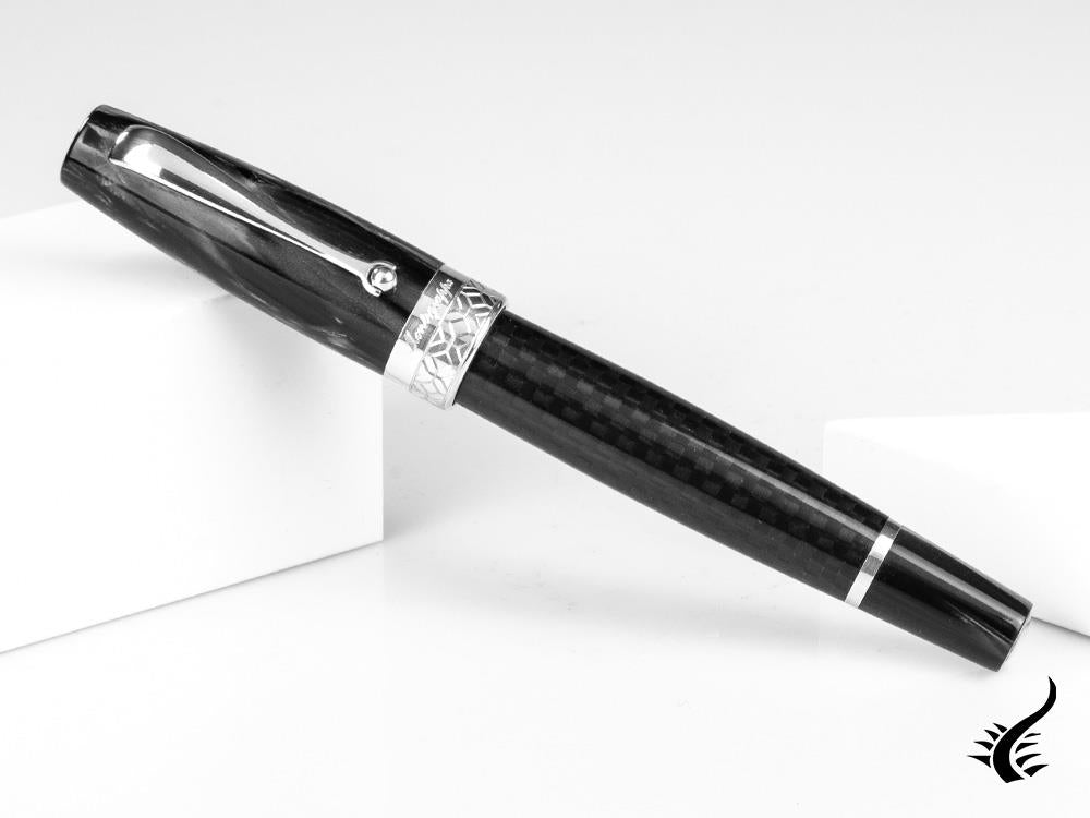 Montegrappa Miya Carbon Fountain Pen, Black, Silver trim, ISMYT-FC