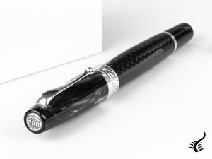 Stylo plume Montegrappa Miya Carbon, noir, finition argent, ISMYT-FC