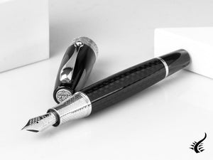 Stylo plume Montegrappa Miya Carbon, noir, finition argent, ISMYT-FC