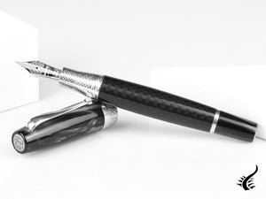 Montegrappa Miya Carbon Fountain Pen, Black, Silver trim, ISMYT-FC