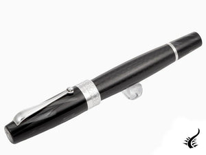 Stylo plume Montegrappa Miya Carbon, noir, finition argent, ISMYT-FC