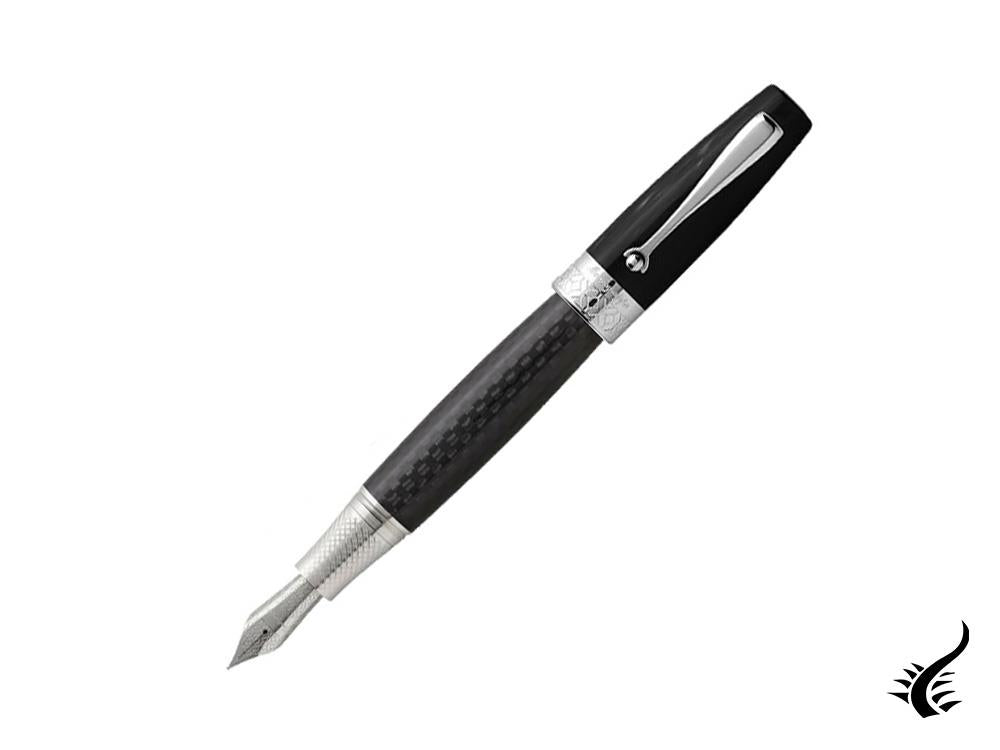 Montegrappa Miya Carbon Fountain Pen, Black, Silver trim, ISMYT-FC