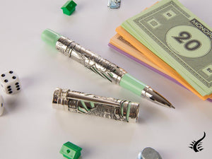 Stylo roller Montegrappa Monopoly 85th, garniture argentée, édition limitée, ISMXLRSE