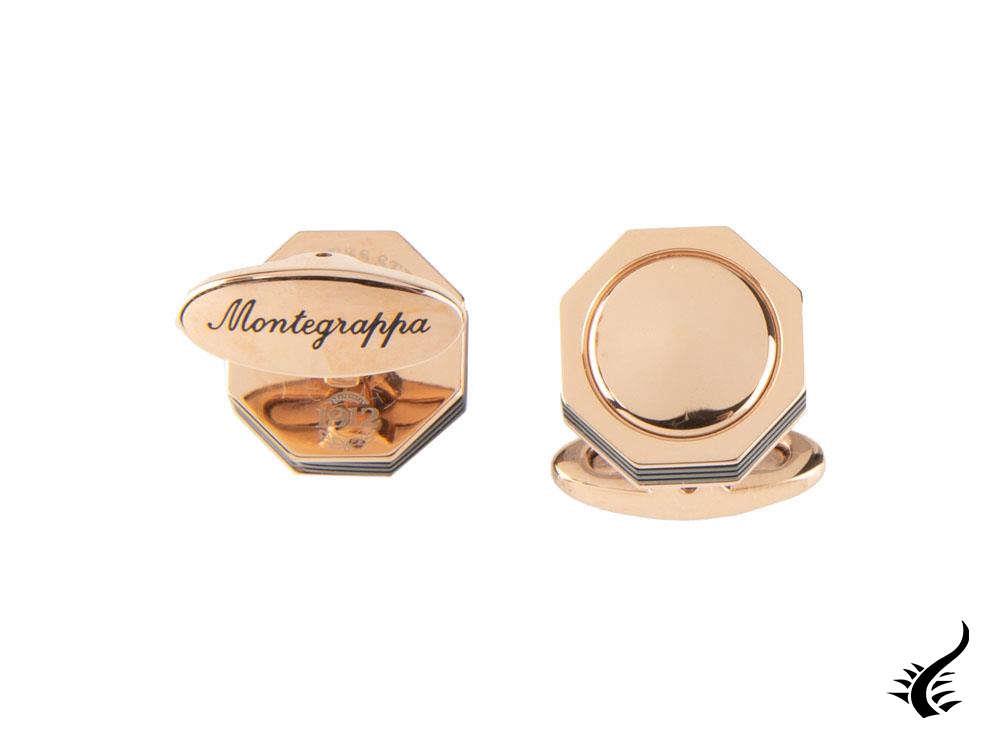 Montegrappa Nero Uno Cufflinks, Rose Gold PVD, Metal, IDNRCLI1