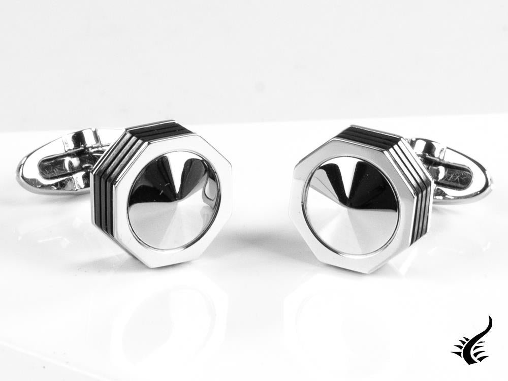 Montegrappa Nero Uno Cufflinks, Stainless steel, Metal, IDNUCLI1