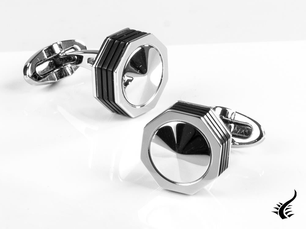 Montegrappa Nero Uno Cufflinks, Stainless steel, Metal, IDNUCLI1