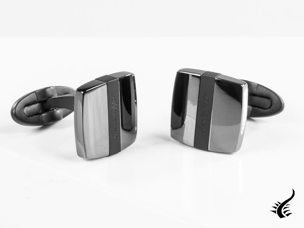 Montegrappa Quadro Cufflinks, Stainless steel, IP Gun Metal & IP Black, IDQUCLLB