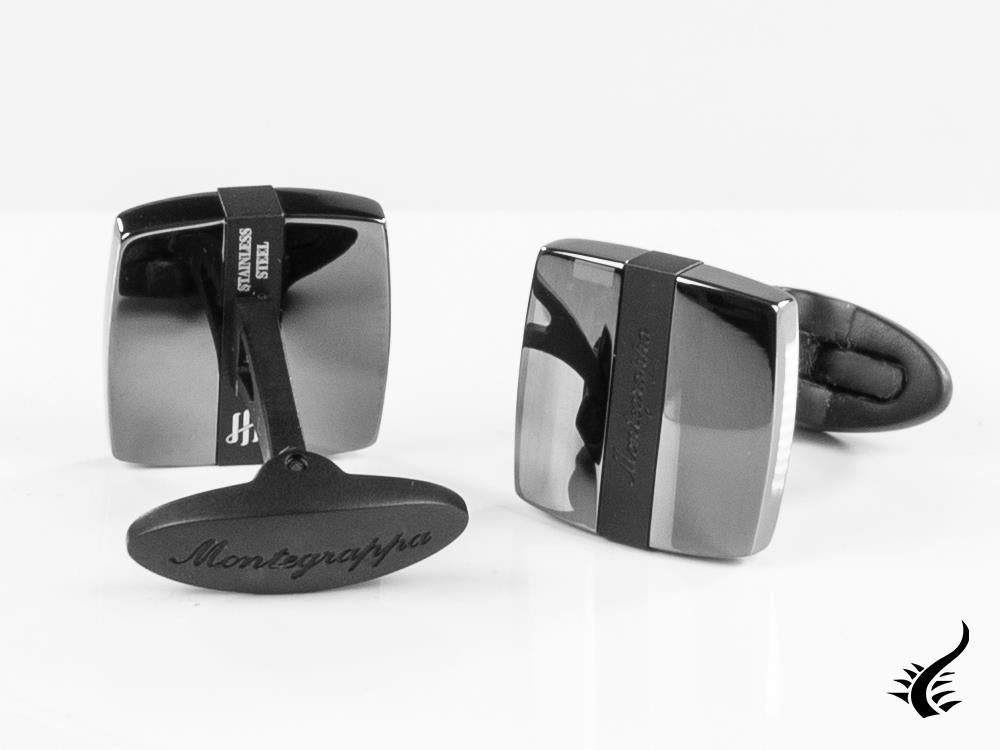 Montegrappa Quadro Cufflinks, Stainless steel, IP Gun Metal & IP Black, IDQUCLLB