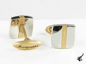 Montegrappa Quadro Cufflinks, Stainless steel, IP Yellow Gold, IDQUCLYS