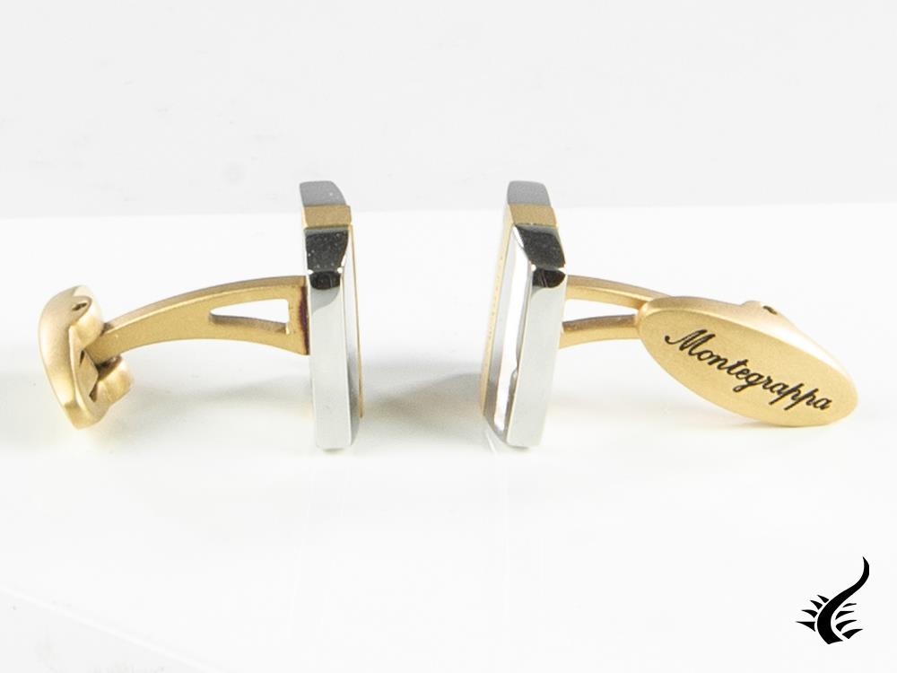 Montegrappa Quadro Cufflinks, Stainless steel, IP Yellow Gold, IDQUCLYS