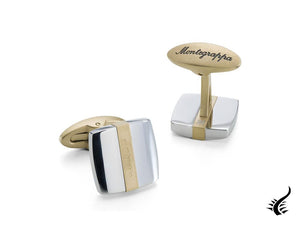 Montegrappa Quadro Cufflinks, Stainless steel, IP Yellow Gold, IDQUCLYS