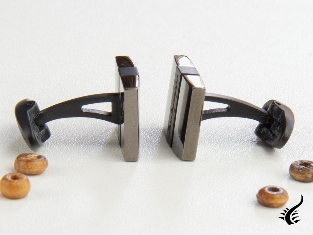 Montegrappa Quadro Cufflinks, Stainless steel. IP Gun Metal, IDQUCLSL