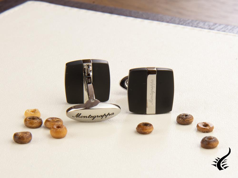 Montegrappa Rettangolo Cufflinks, Stainless steel & IP Black, IDRTCLSB