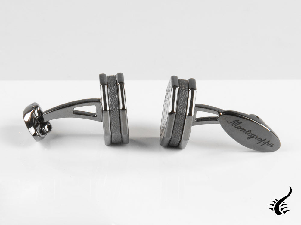 Montegrappa Tripudio Cufflinks, Stainless steel, Gun metal, IDTPCLLL