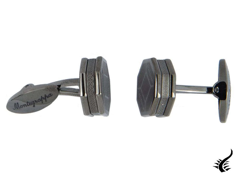 Montegrappa Tripudio Cufflinks, Stainless steel, Gun metal, IDTPCLLL