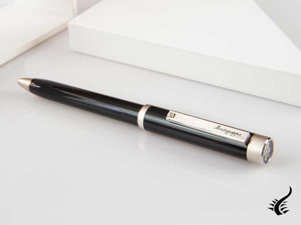 Montegrappa Zero Ballpoint pen, Black Resin, Palladium trims, ISZETBBP