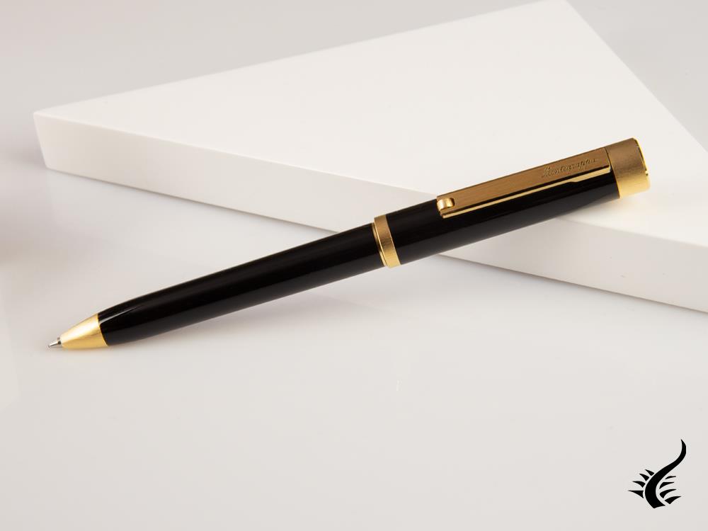 Montegrappa Zero Ballpoint pen, Black Resin, Yellow gold trims, ISZETBBY