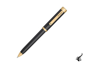 Stylo à bille Montegrappa Zero, résine noire, attributs en or jaune, ISZETBBY