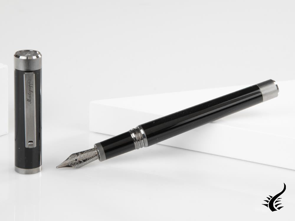 Montegrappa Zero Fountain Pen, Black Resin, Ultra Black, ISZEI-IC