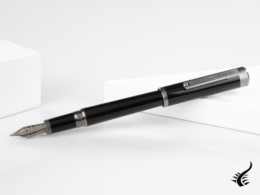 Montegrappa Zero Fountain Pen, Black Resin, Ultra Black, ISZEI-IC