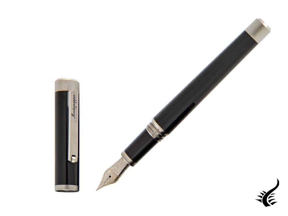 Montegrappa Zero Fountain Pen, Black Resin, Ultra Black, ISZEI-IC